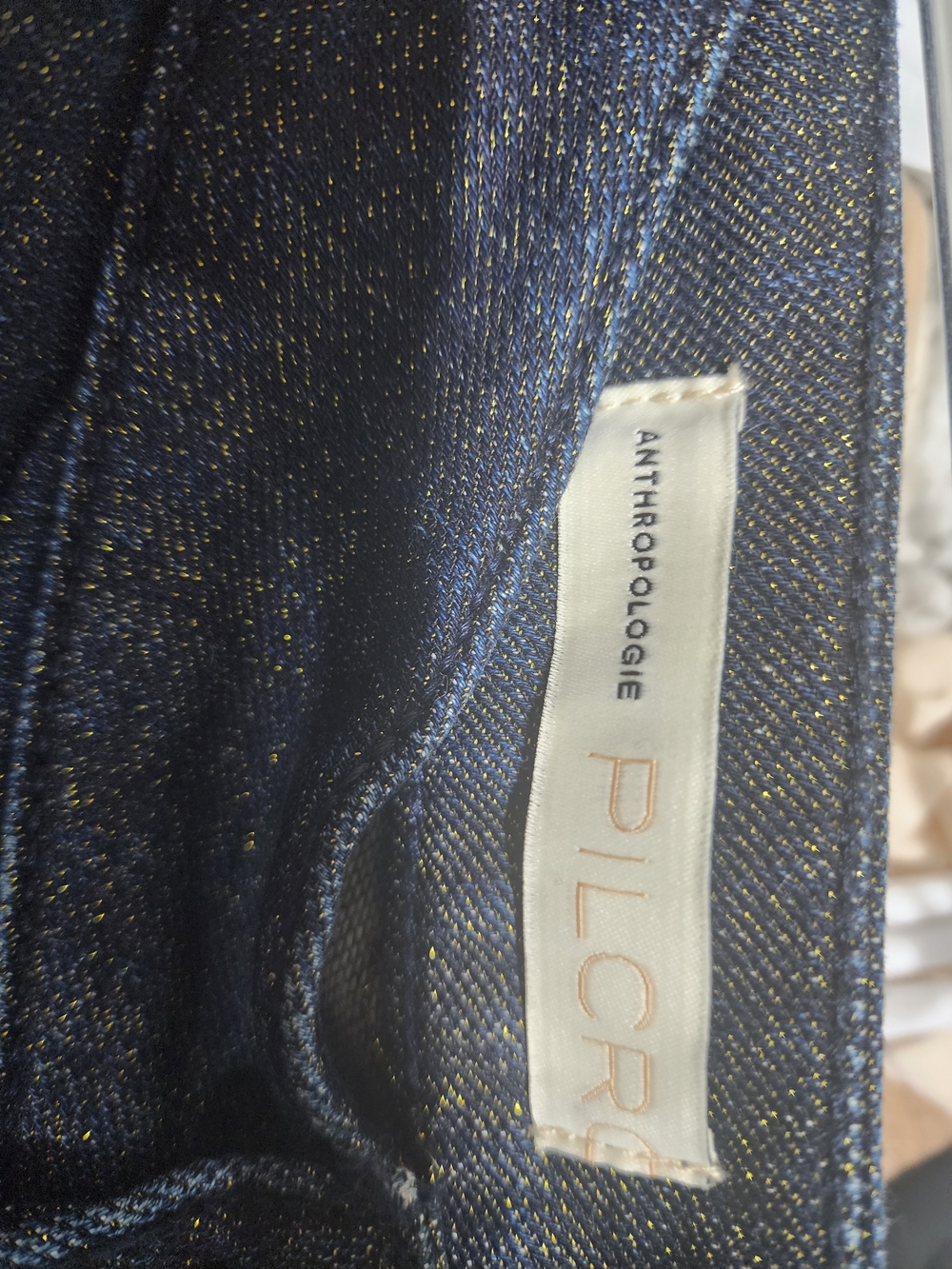 Anthropologie Women's Dark Blue Straight Jeans with Gold Fleck